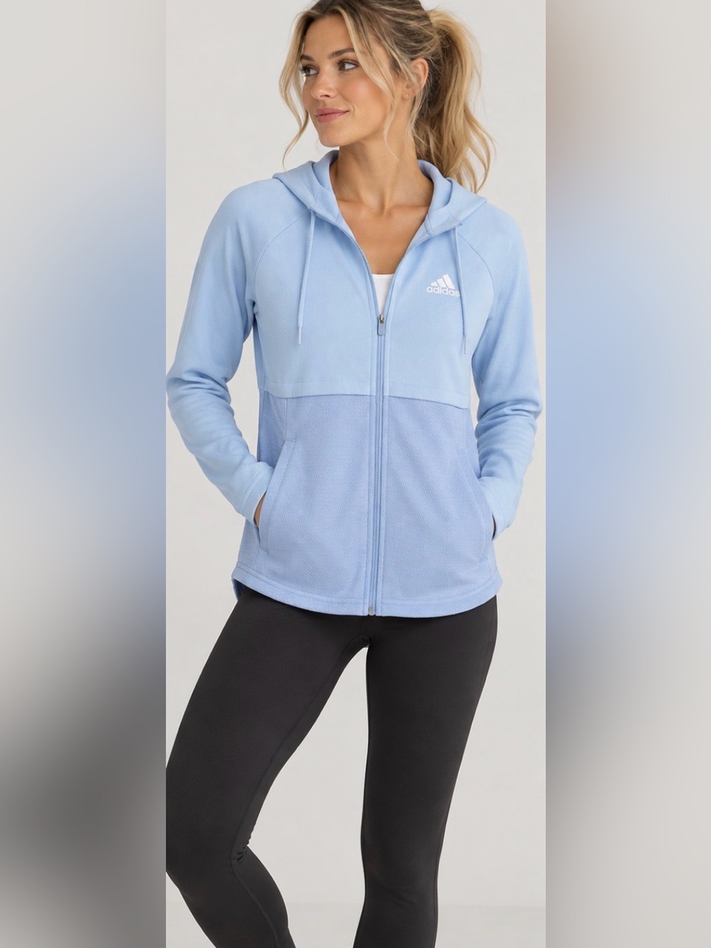 Adidas FI8339 Blue Hooded Full Zip Training Jacket Women’s M